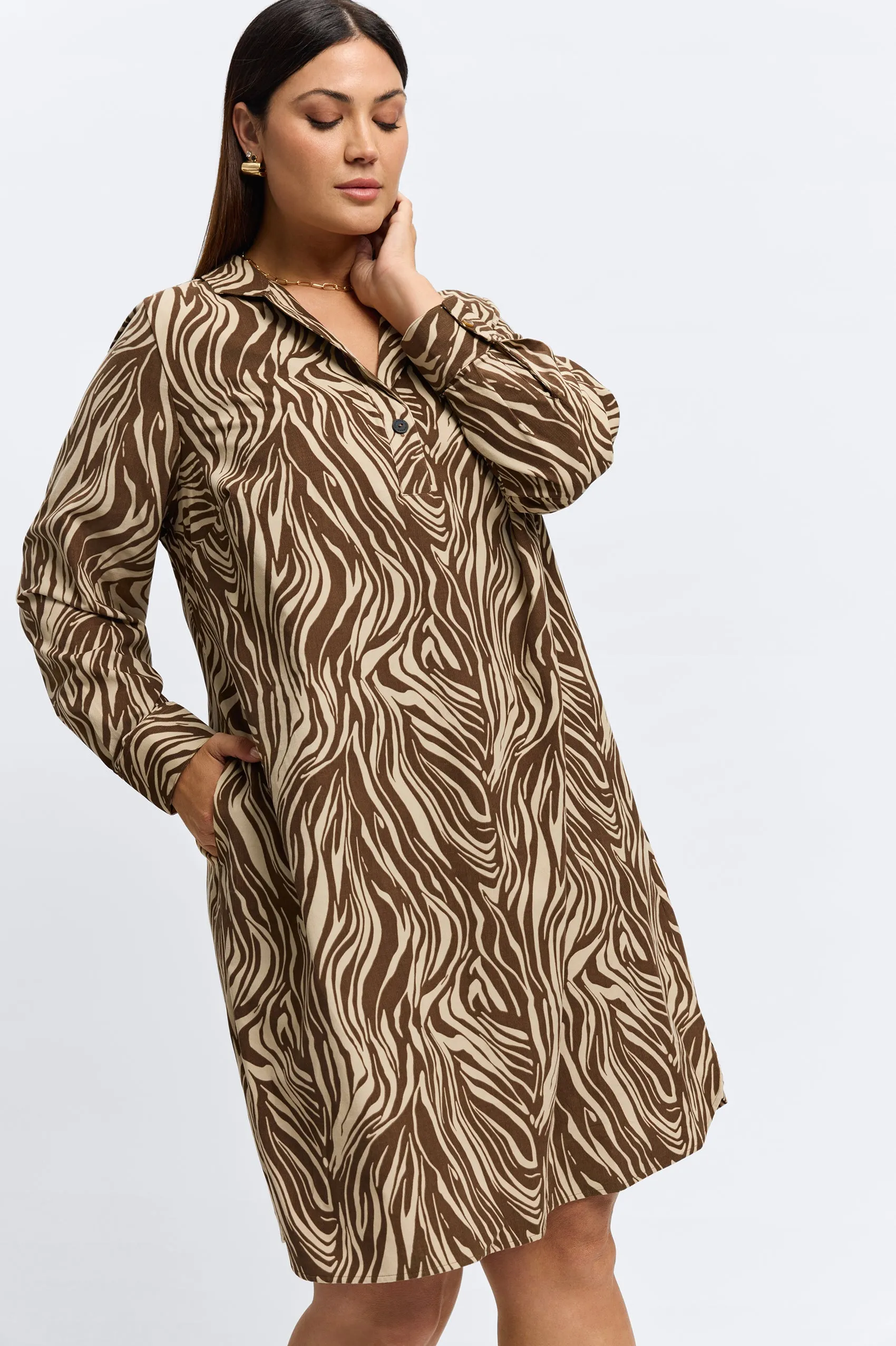 Sloane Plus Abstract Zebra Corduroy Dress