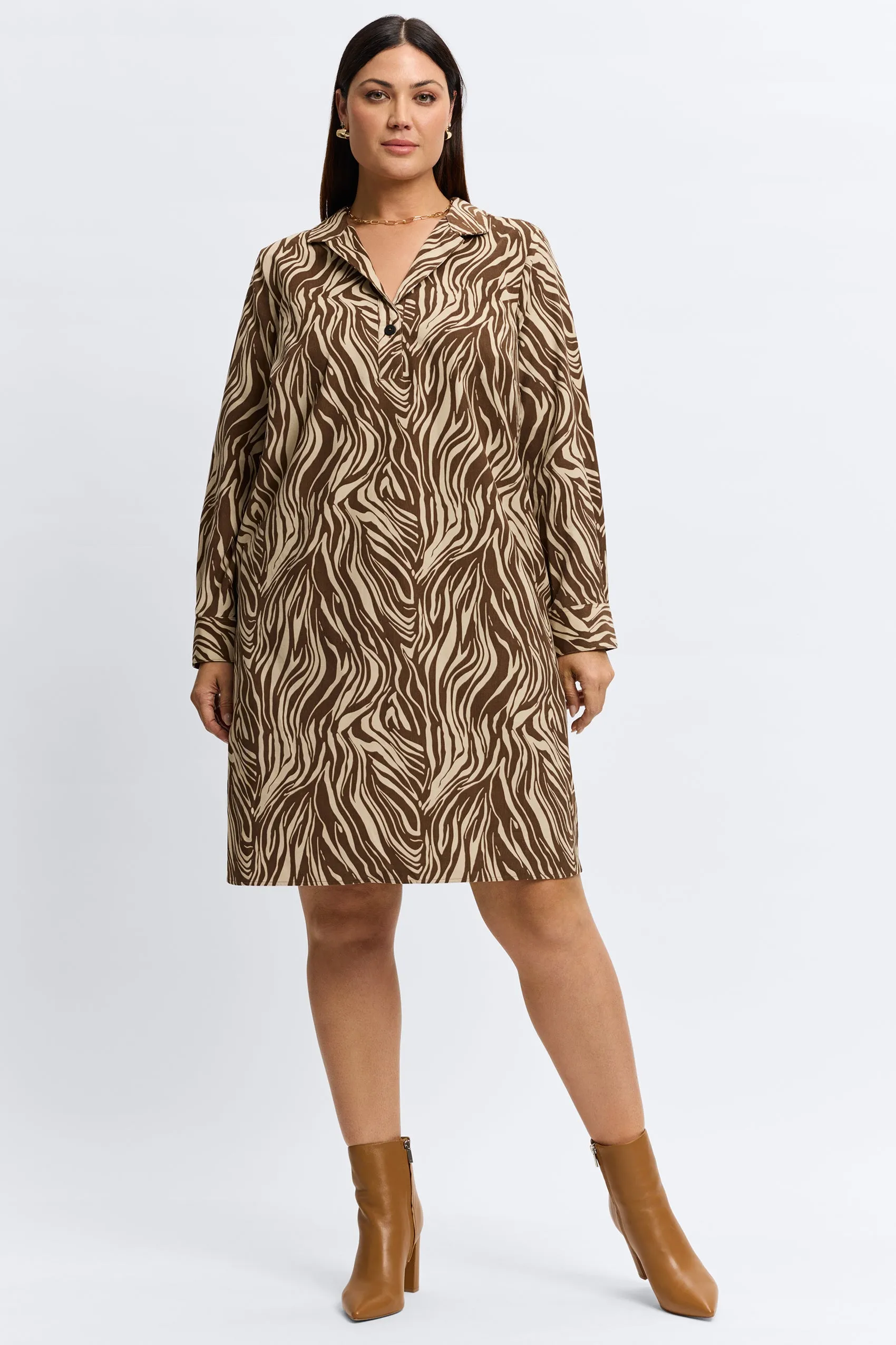 Sloane Plus Abstract Zebra Corduroy Dress