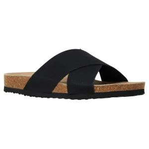 SOBEYO Classic Cork Sandals Criss-Cross Strap Slip On Black