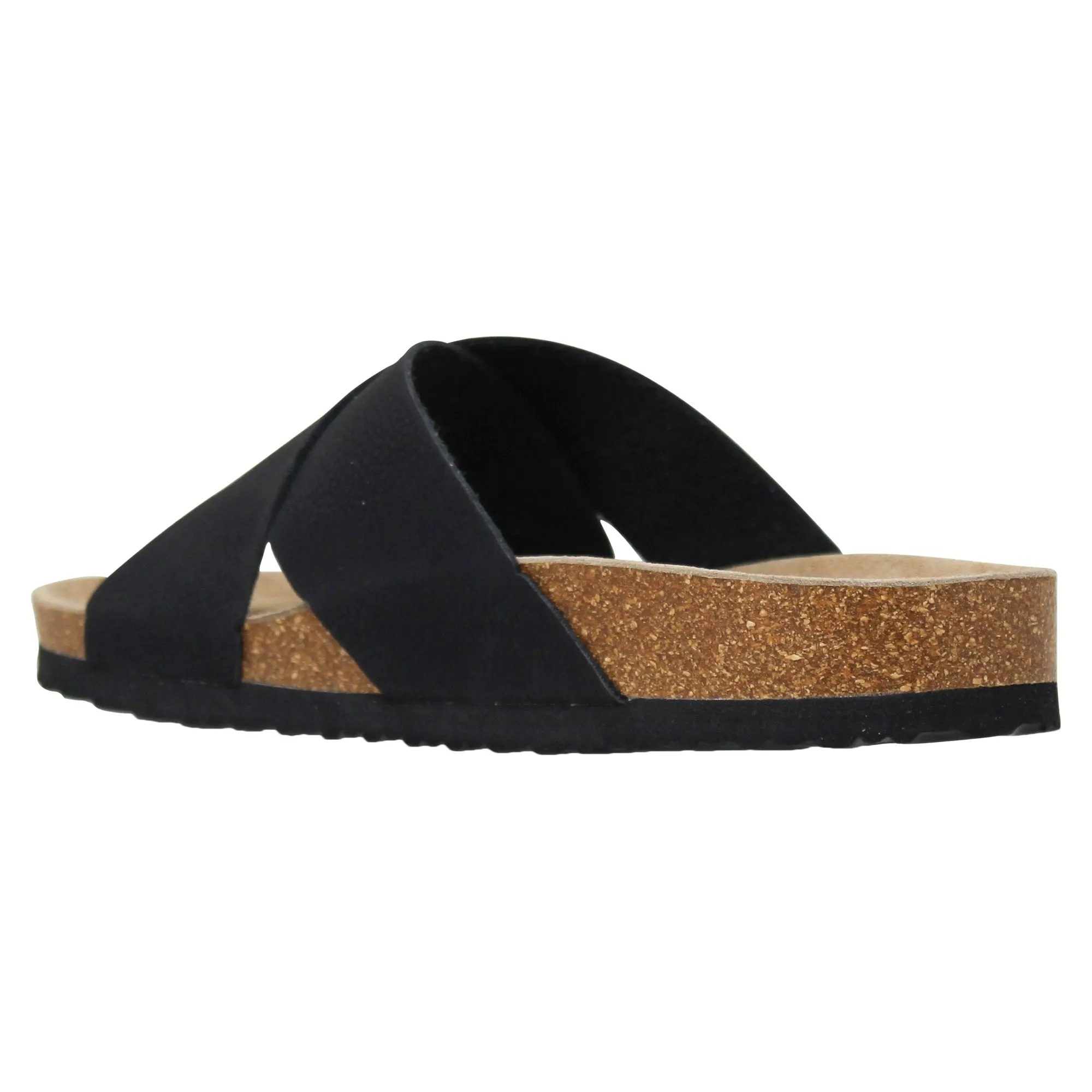 SOBEYO Classic Cork Sandals Criss-Cross Strap Slip On Black