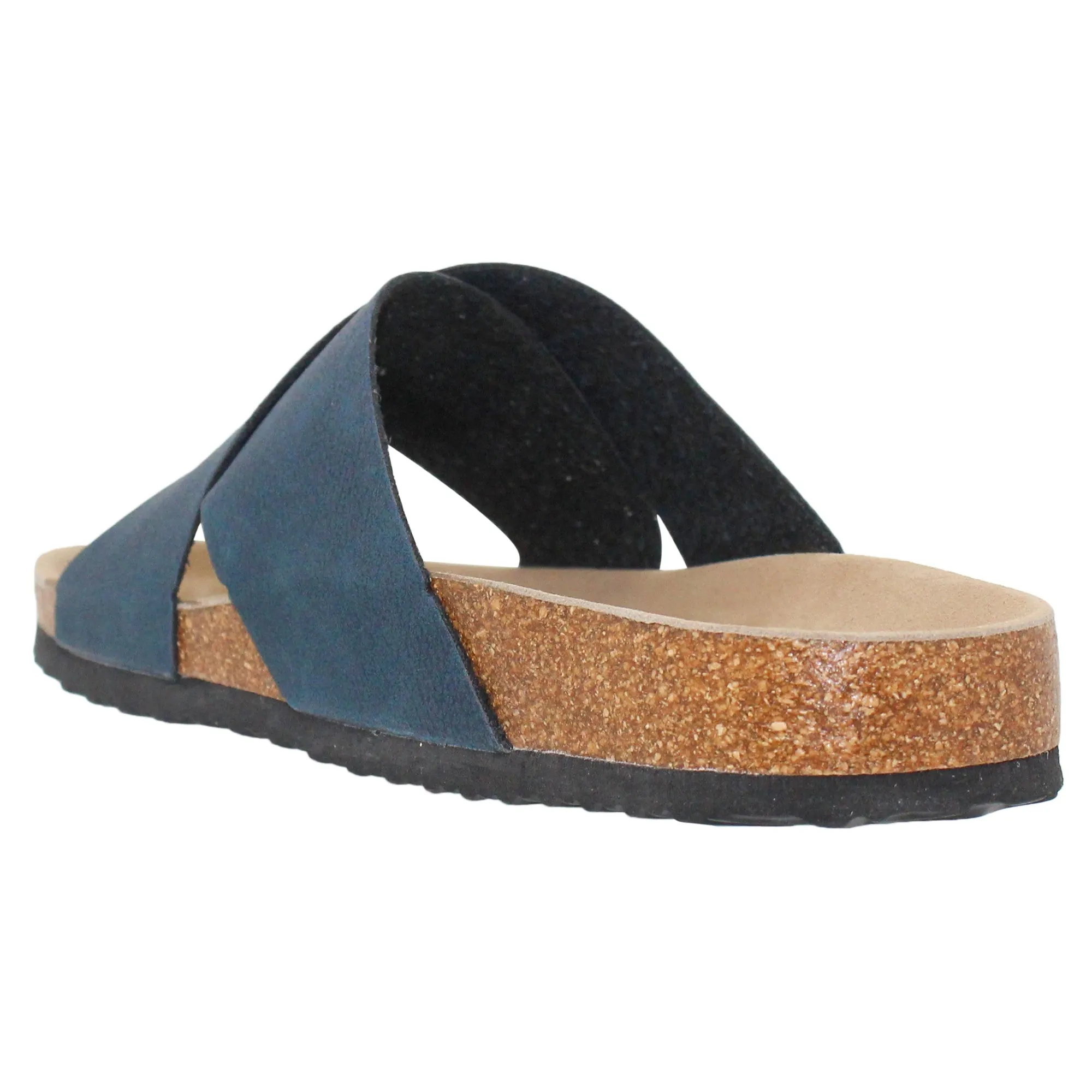 SOBEYO Classic Cork Sandals Criss-Cross Strap Slip On Navy Blue