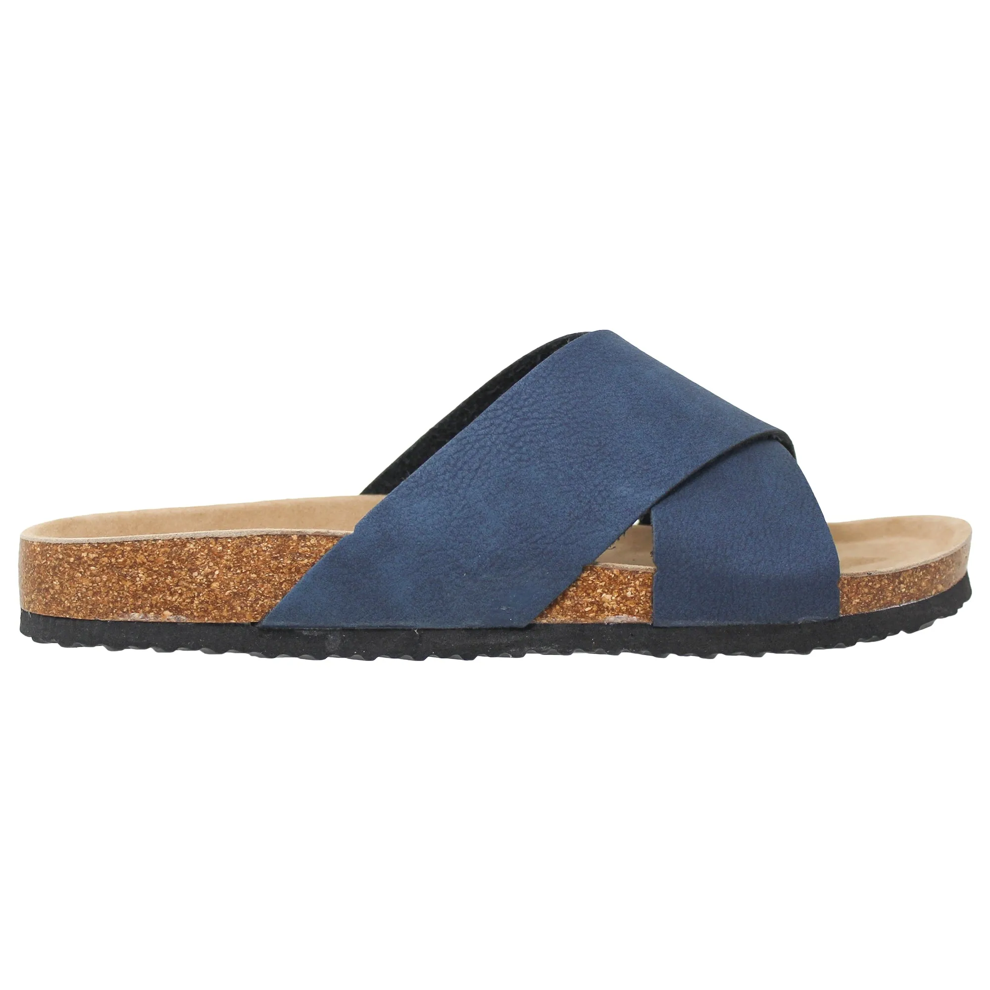 SOBEYO Classic Cork Sandals Criss-Cross Strap Slip On Navy Blue