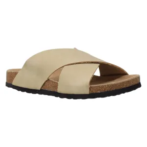 SOBEYO Classic Cork Sandals Criss-Cross Strap Slip On Taupe