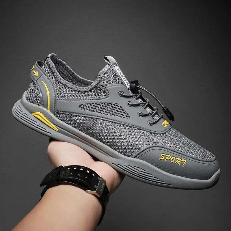 Sohiwoo  Summer men's breathable fashion trend, outdoor wear, sports, work and driving dual-use large mesh shoes, hollow out sandals