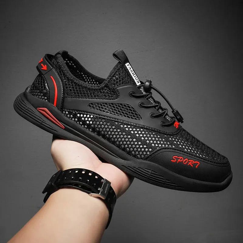 Sohiwoo  Summer men's breathable fashion trend, outdoor wear, sports, work and driving dual-use large mesh shoes, hollow out sandals