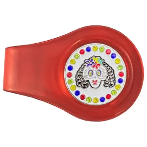 Sugar Skull Golf Ball Marker With Colored Clip