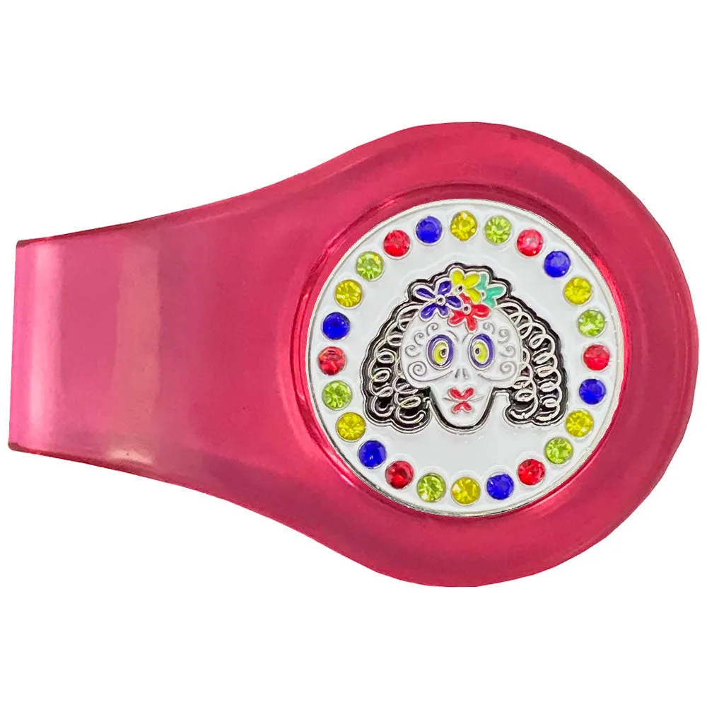 Sugar Skull Golf Ball Marker With Colored Clip