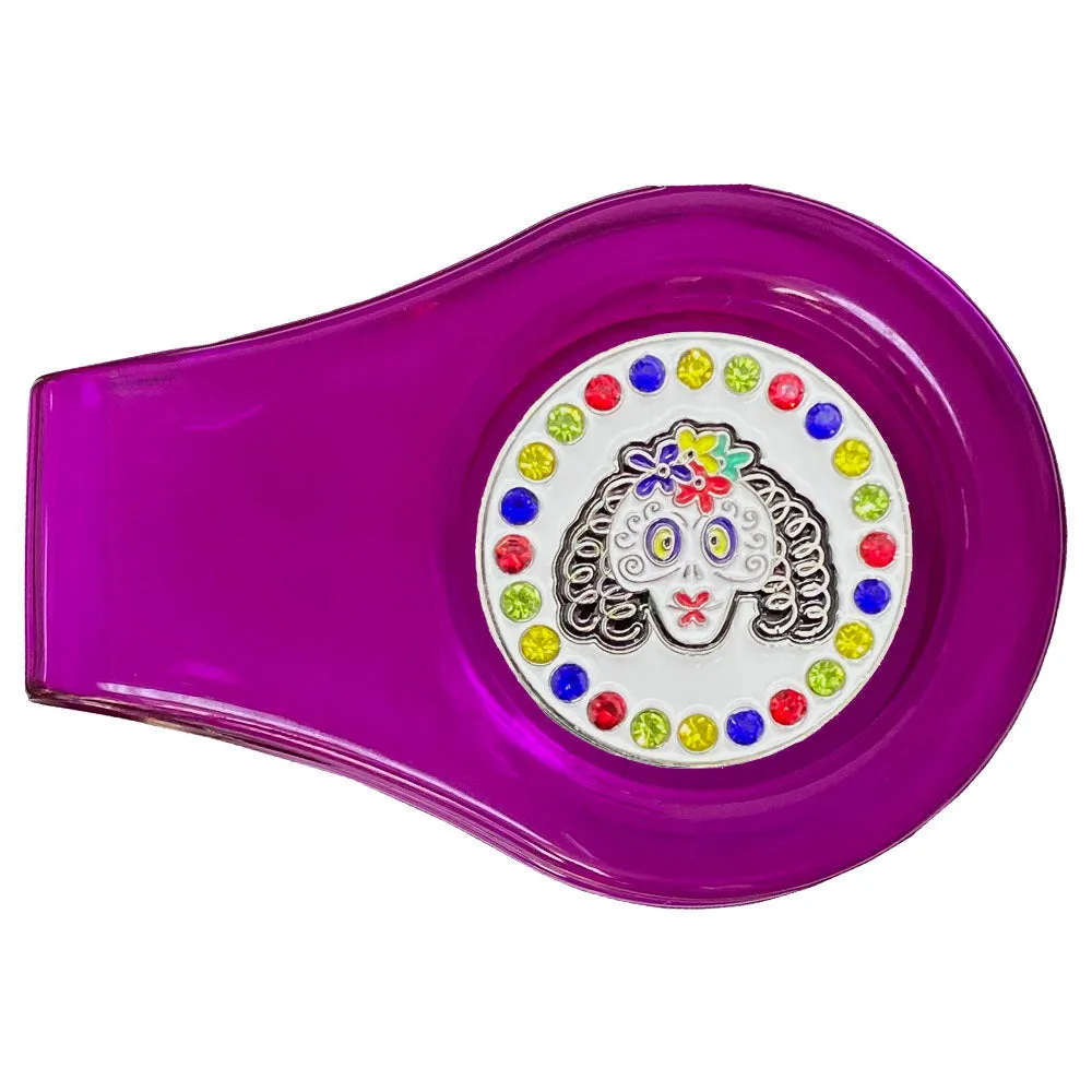 Sugar Skull Golf Ball Marker With Colored Clip