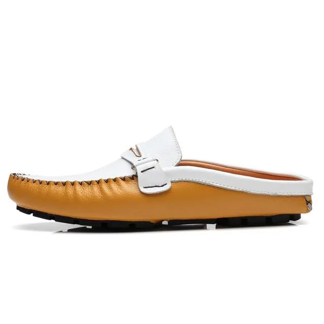 Summer Leather Slip On Driving Men's Slippers