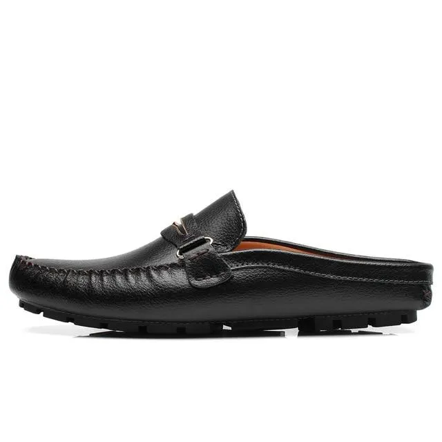 Summer Leather Slip On Driving Men's Slippers
