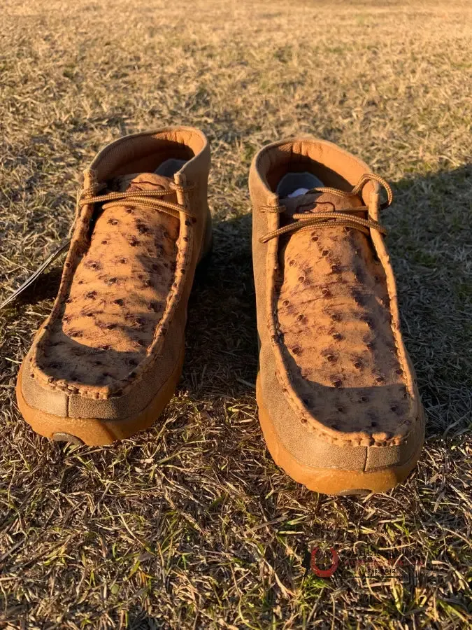 TWISTED X MENS CHUKKA DRIVING MOC BOMBER & TAN OSTRICH CASUAL SHOES