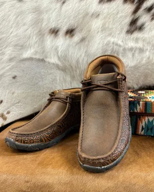 Twisted X Women's Brown & Tooled Brown Chukka CellStretch Driving Moc WDM0156
