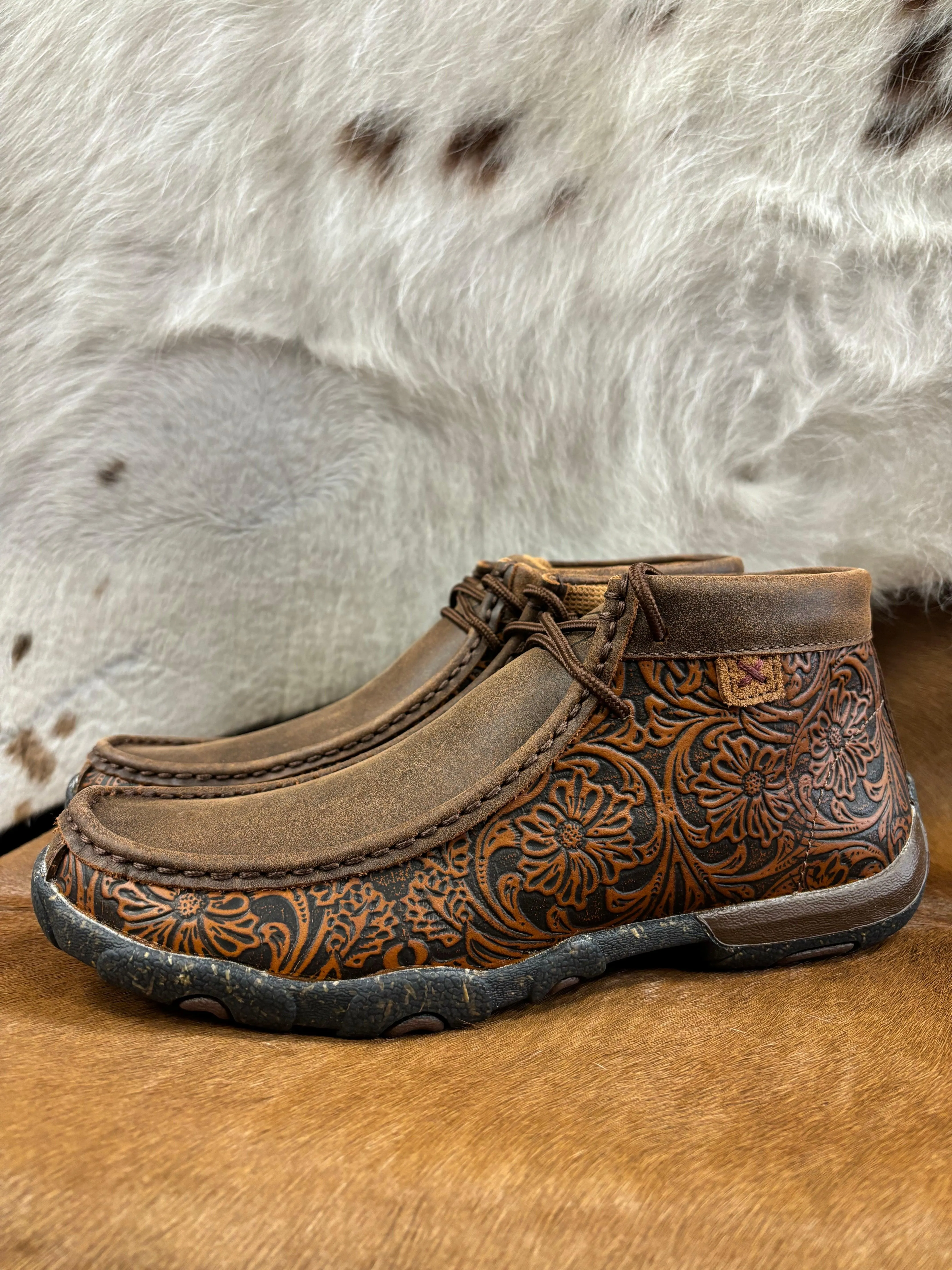 Twisted X Women's Brown & Tooled Brown Chukka CellStretch Driving Moc WDM0156