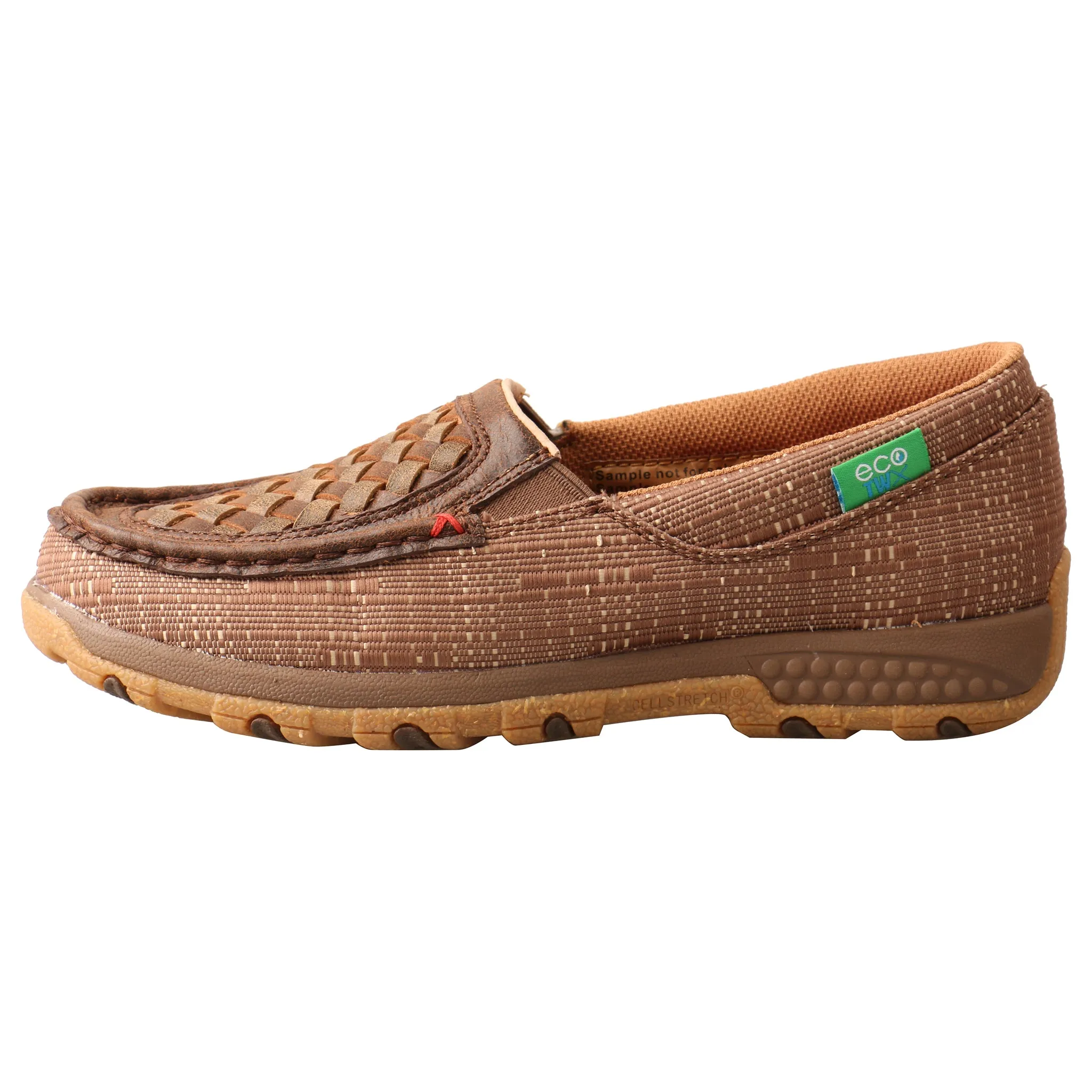 'Twisted X' Women's Cellstretch Slip On Driving Moc - Woven Brown / Coffee