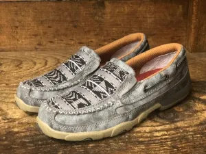 Twisted X Women's Grey Aztec Slip On Driving Mocs WDMS012