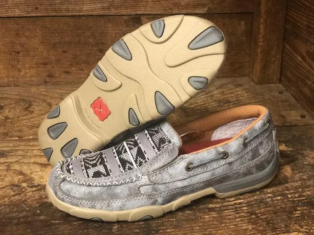 Twisted X Women's Grey Aztec Slip On Driving Mocs WDMS012