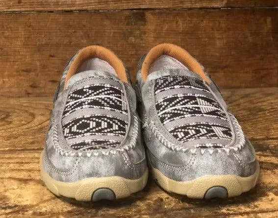 Twisted X Women's Grey Aztec Slip On Driving Mocs WDMS012
