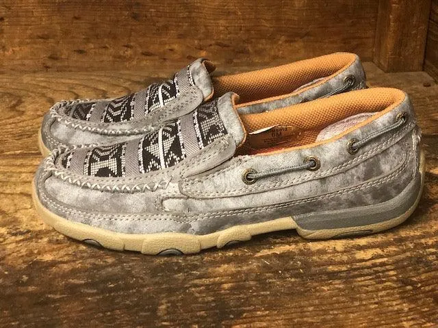Twisted X Women's Grey Aztec Slip On Driving Mocs WDMS012