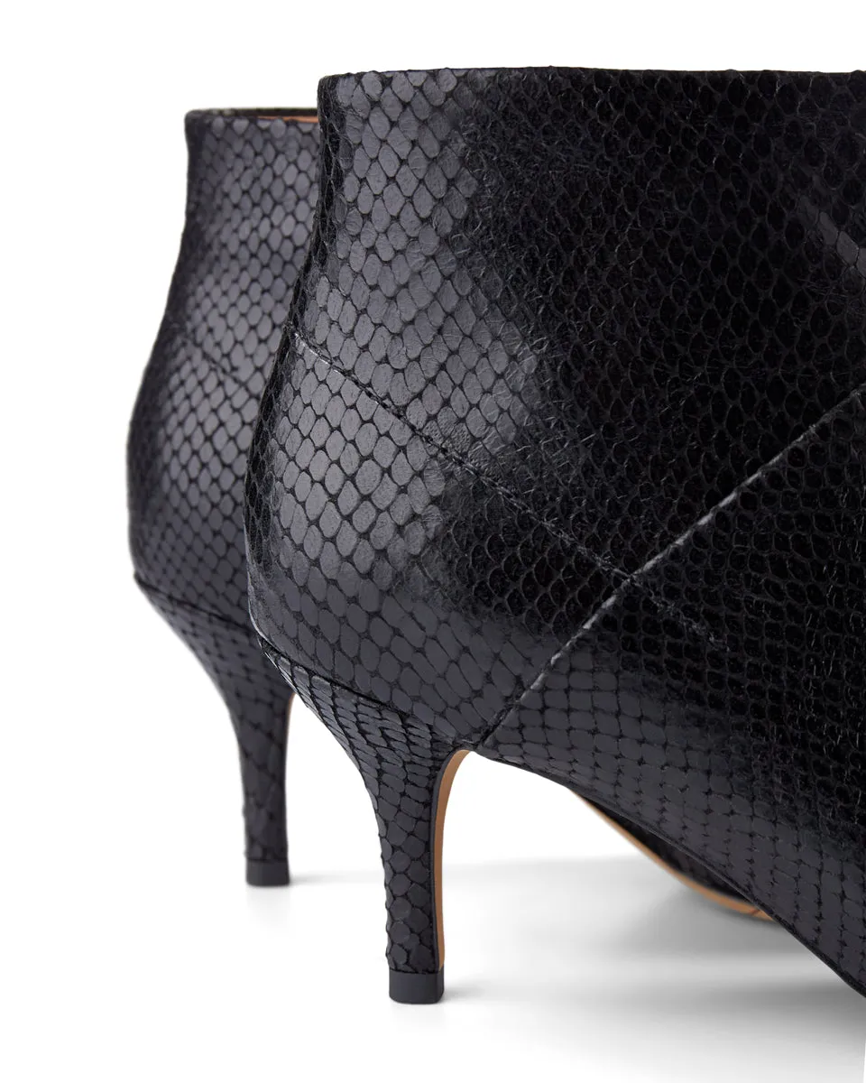 Valentine Reptile Læder Støvlet - BLACK