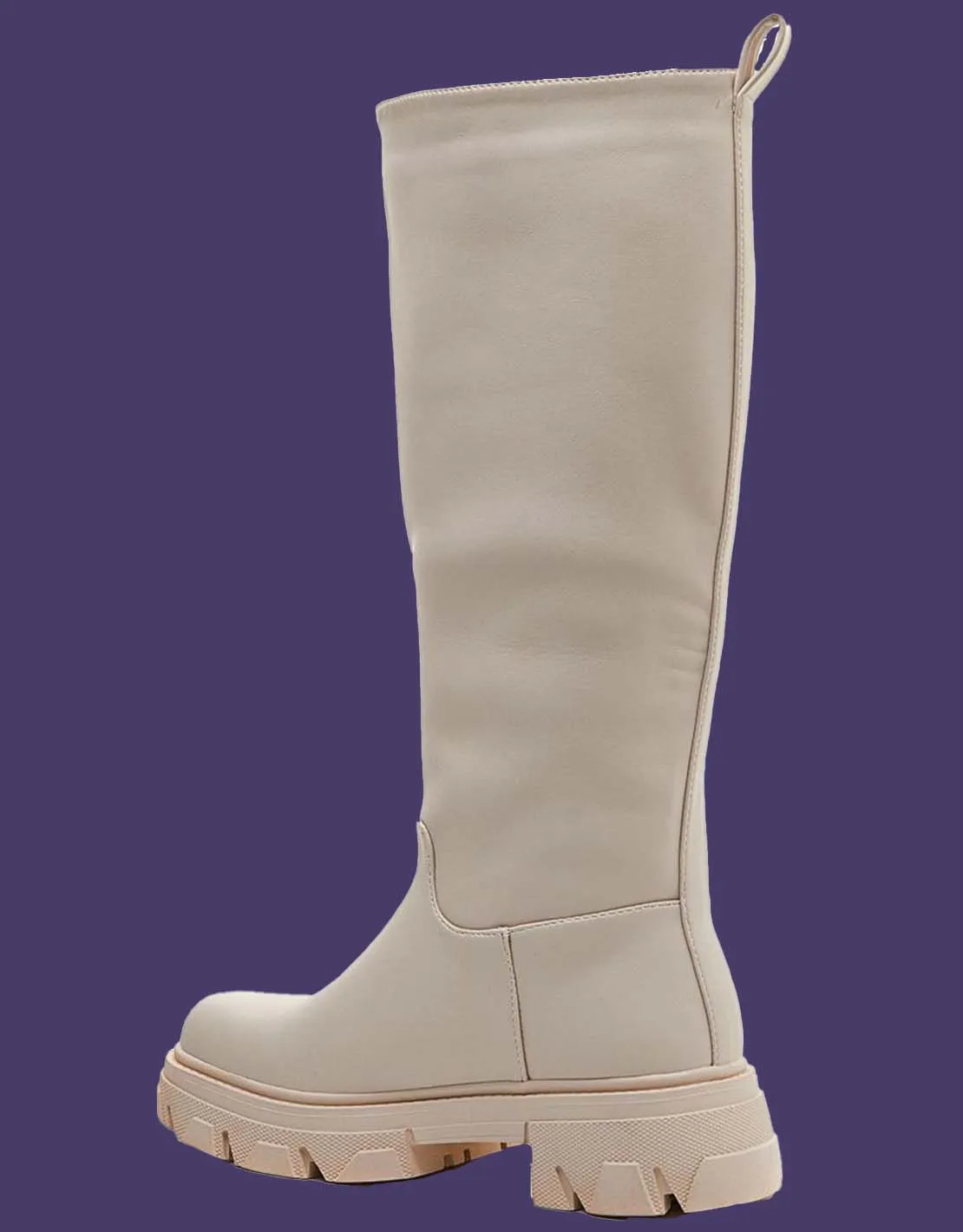 Vegan leather high chunky boots
