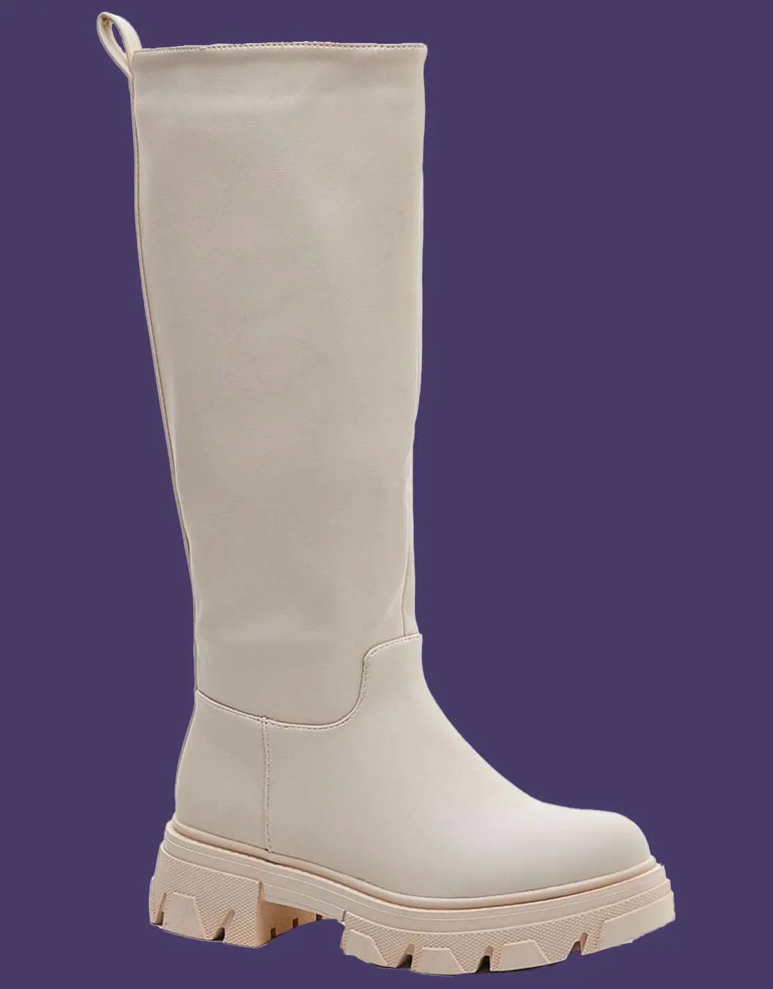 Vegan leather high chunky boots