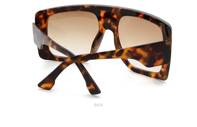 Vintage Women's Beige Large Shield Oversized Celebrity Square Sunglasses