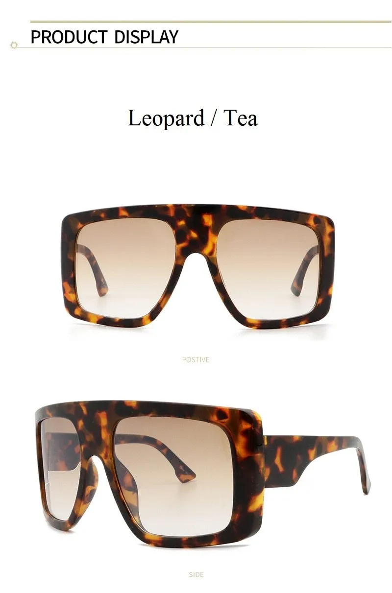 Vintage Women's Beige Large Shield Oversized Celebrity Square Sunglasses