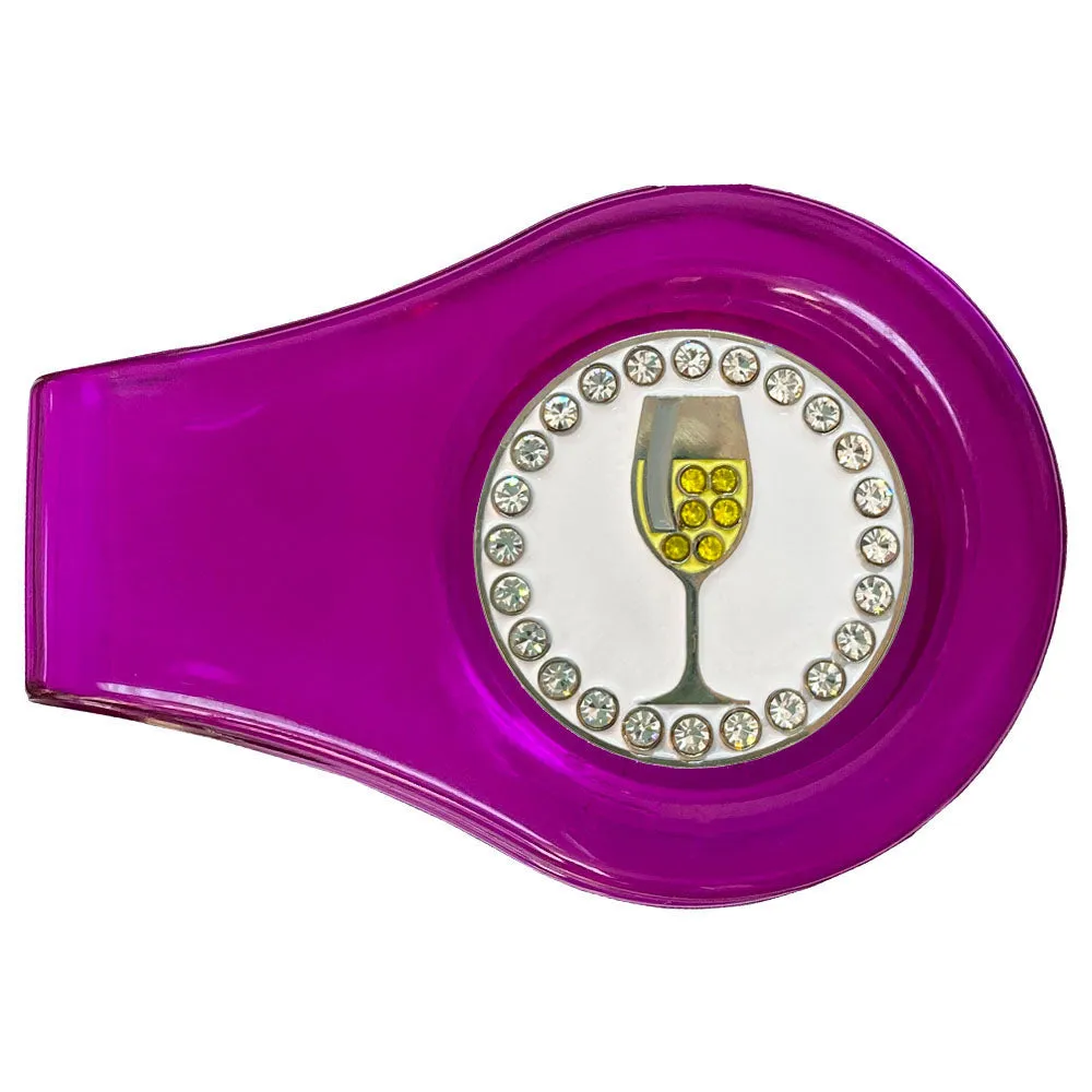 White Wine Golf Ball Marker With Colored Clip