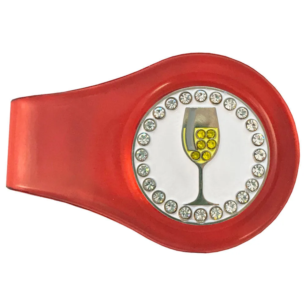 White Wine Golf Ball Marker With Colored Clip
