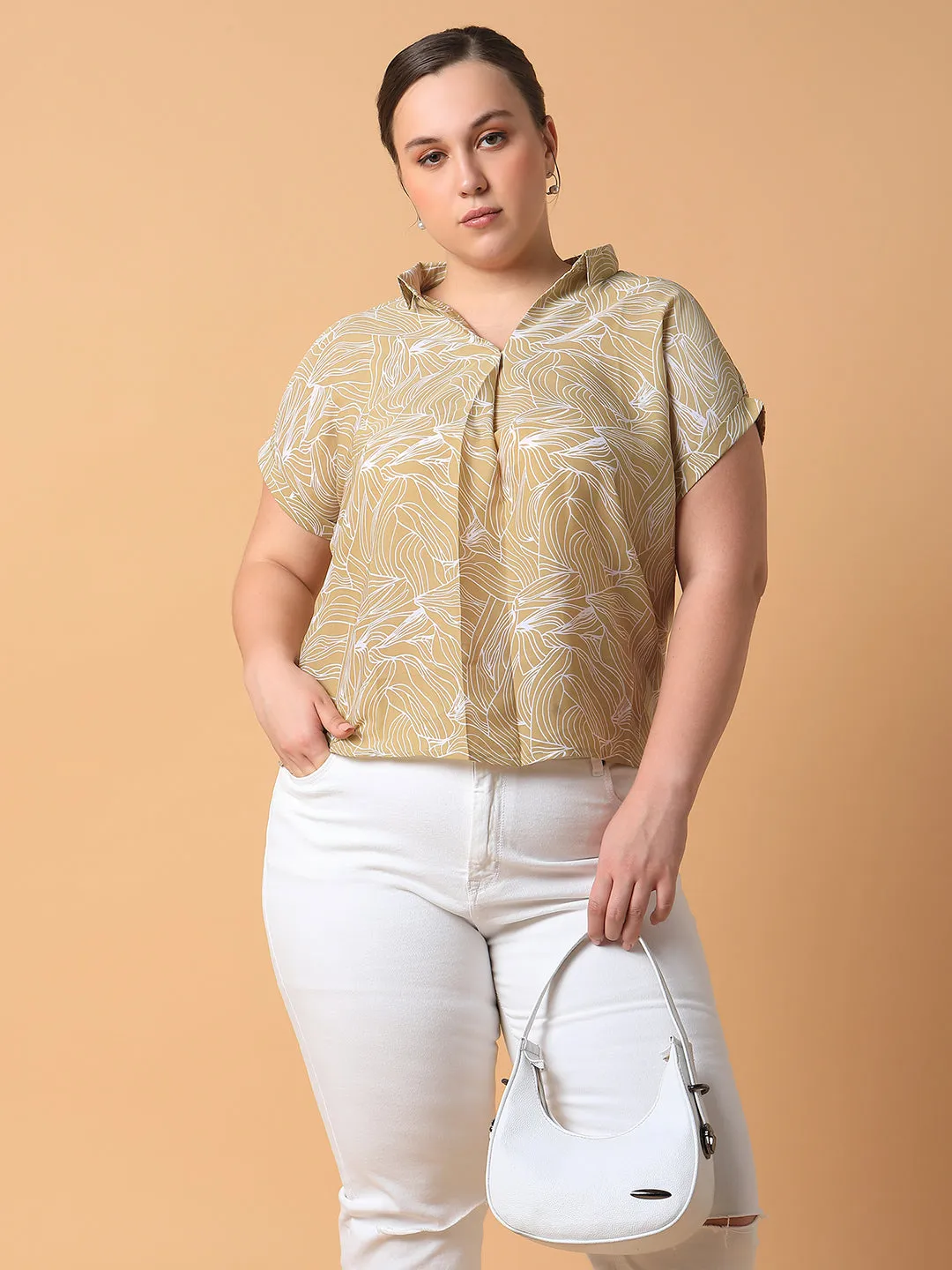 Women Abstract Olive Top