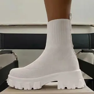 Women Boots Autumn Winter Boots Slip on Socks Shoes Women