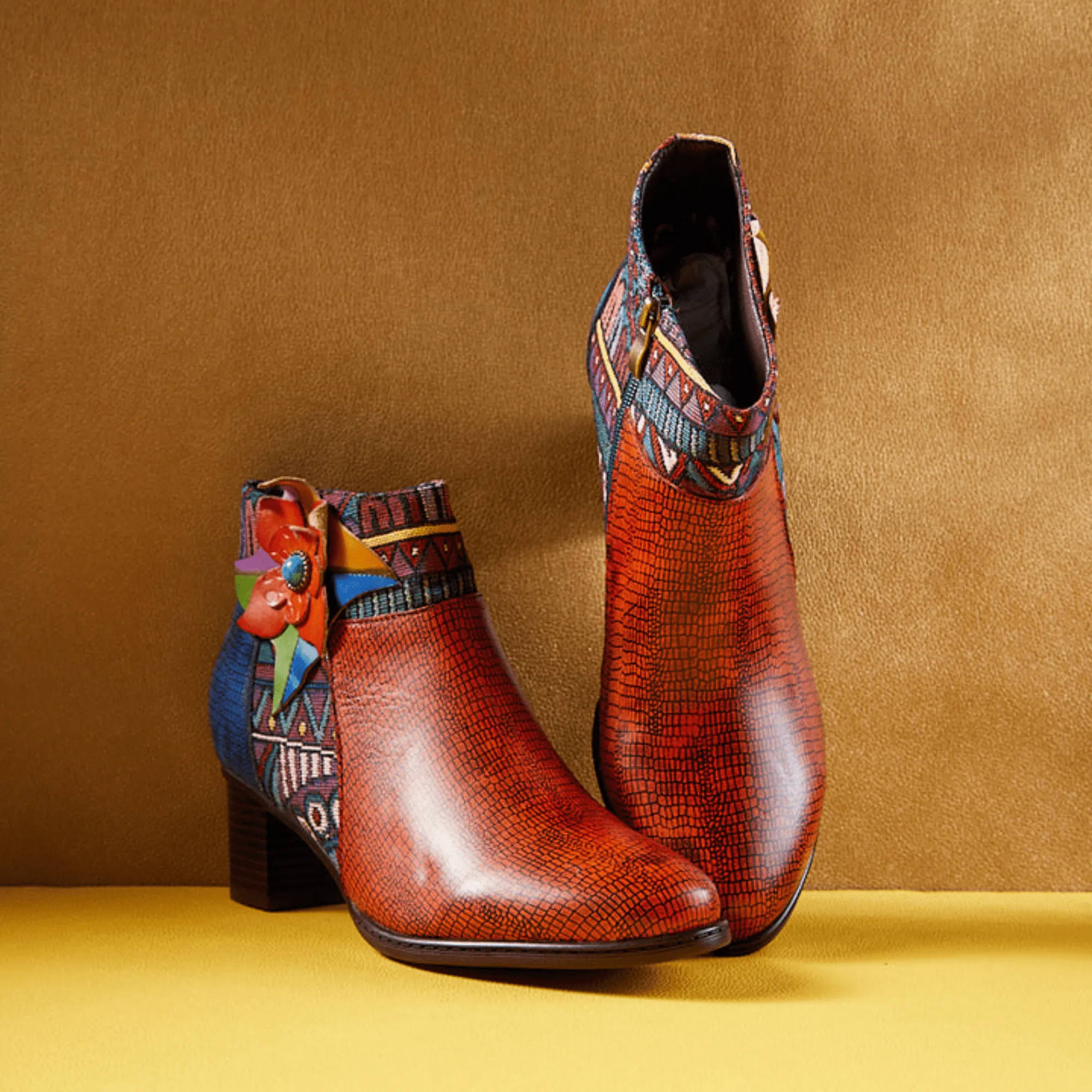 Women's Retro Leather Ankle Boots