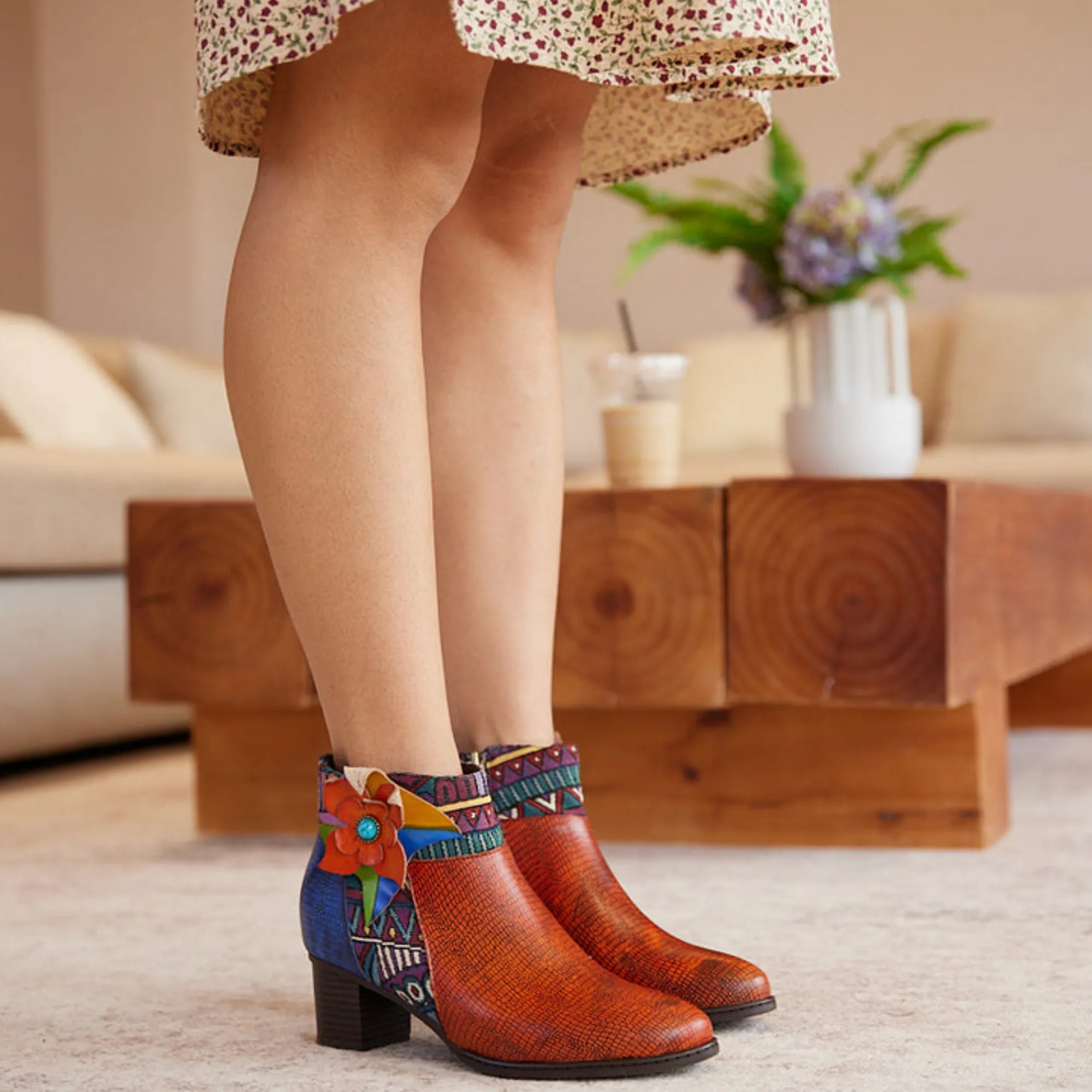 Women's Retro Leather Ankle Boots