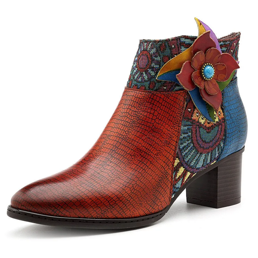 Women's Retro Leather Ankle Boots