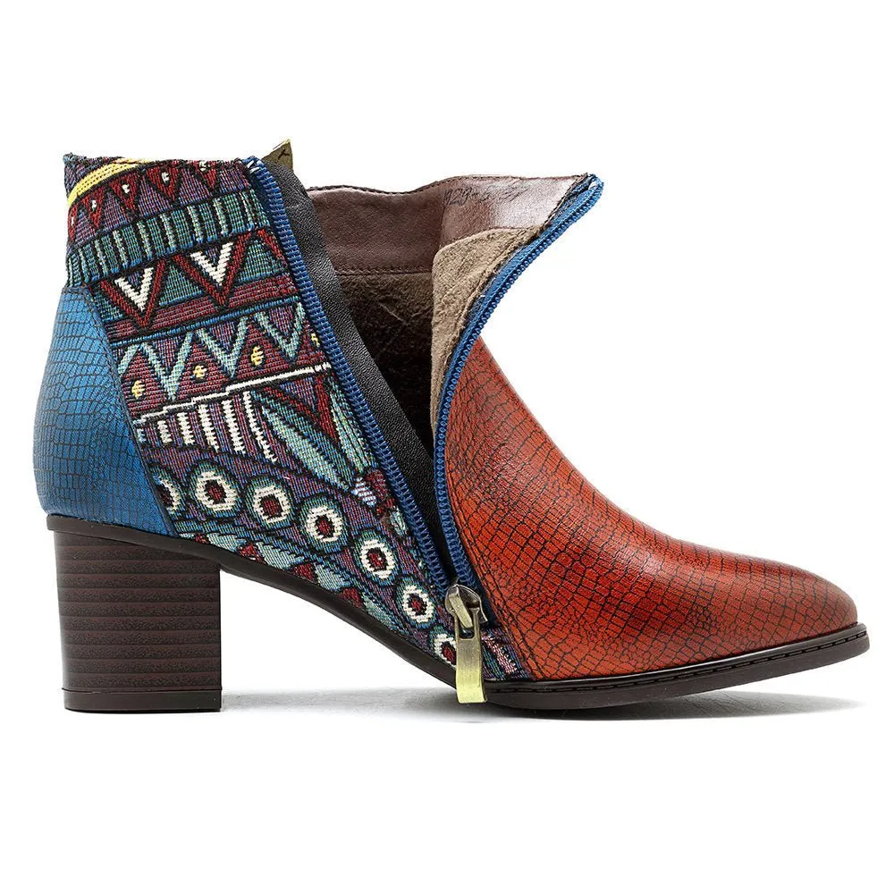 Women's Retro Leather Ankle Boots