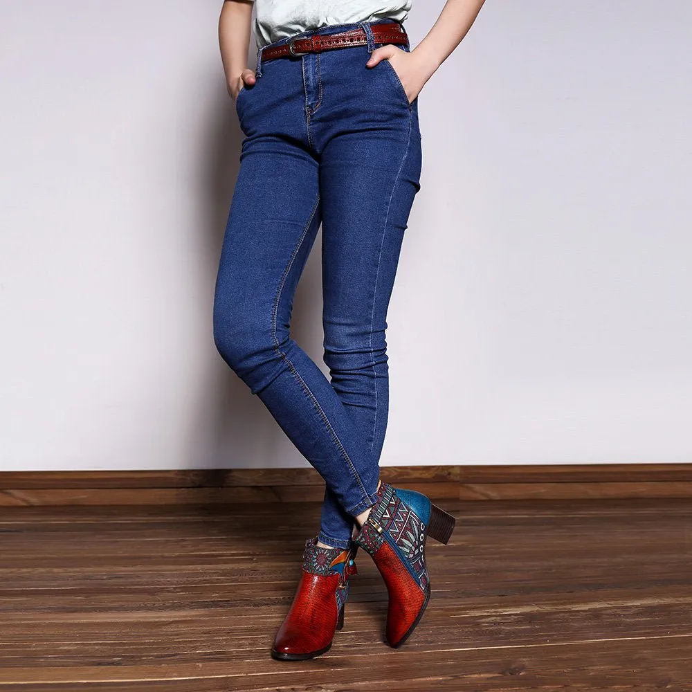Women's Retro Leather Ankle Boots