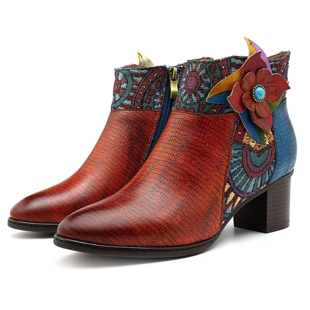 Women's Retro Leather Ankle Boots