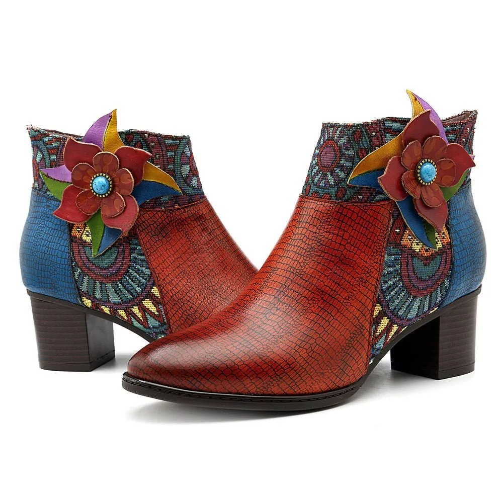 Women's Retro Leather Ankle Boots