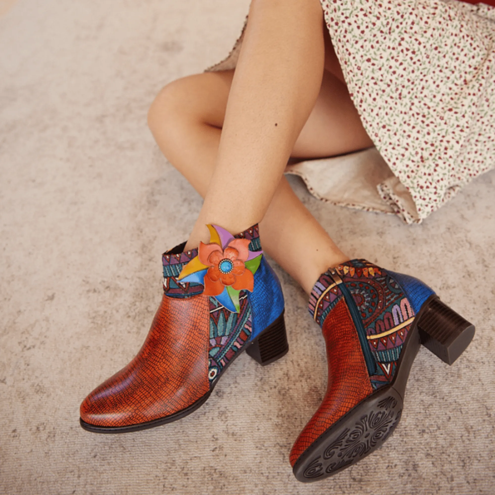 Women's Retro Leather Ankle Boots