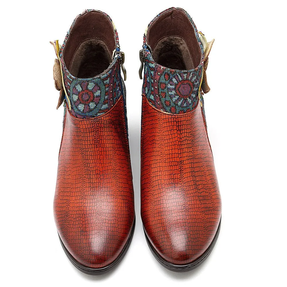 Women's Retro Leather Ankle Boots