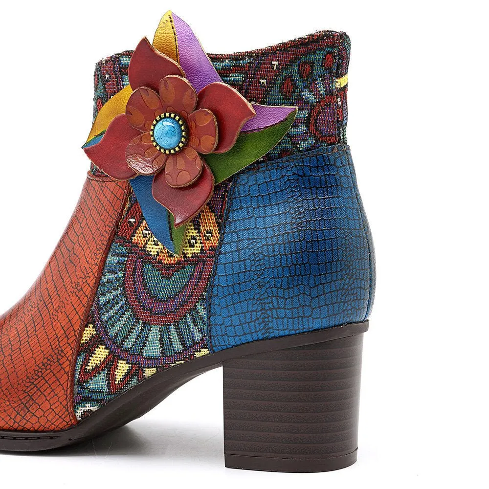 Women's Retro Leather Ankle Boots
