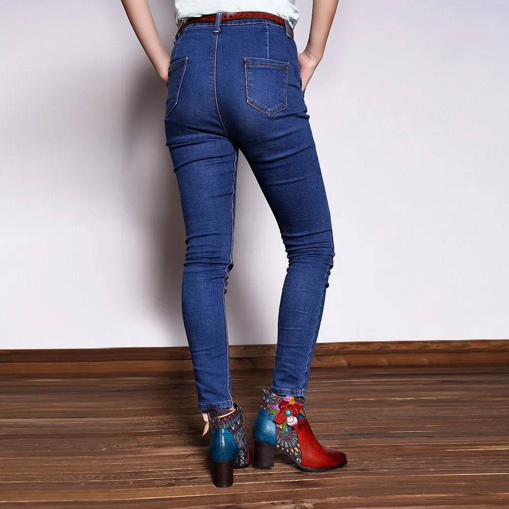 Women's Retro Leather Ankle Boots