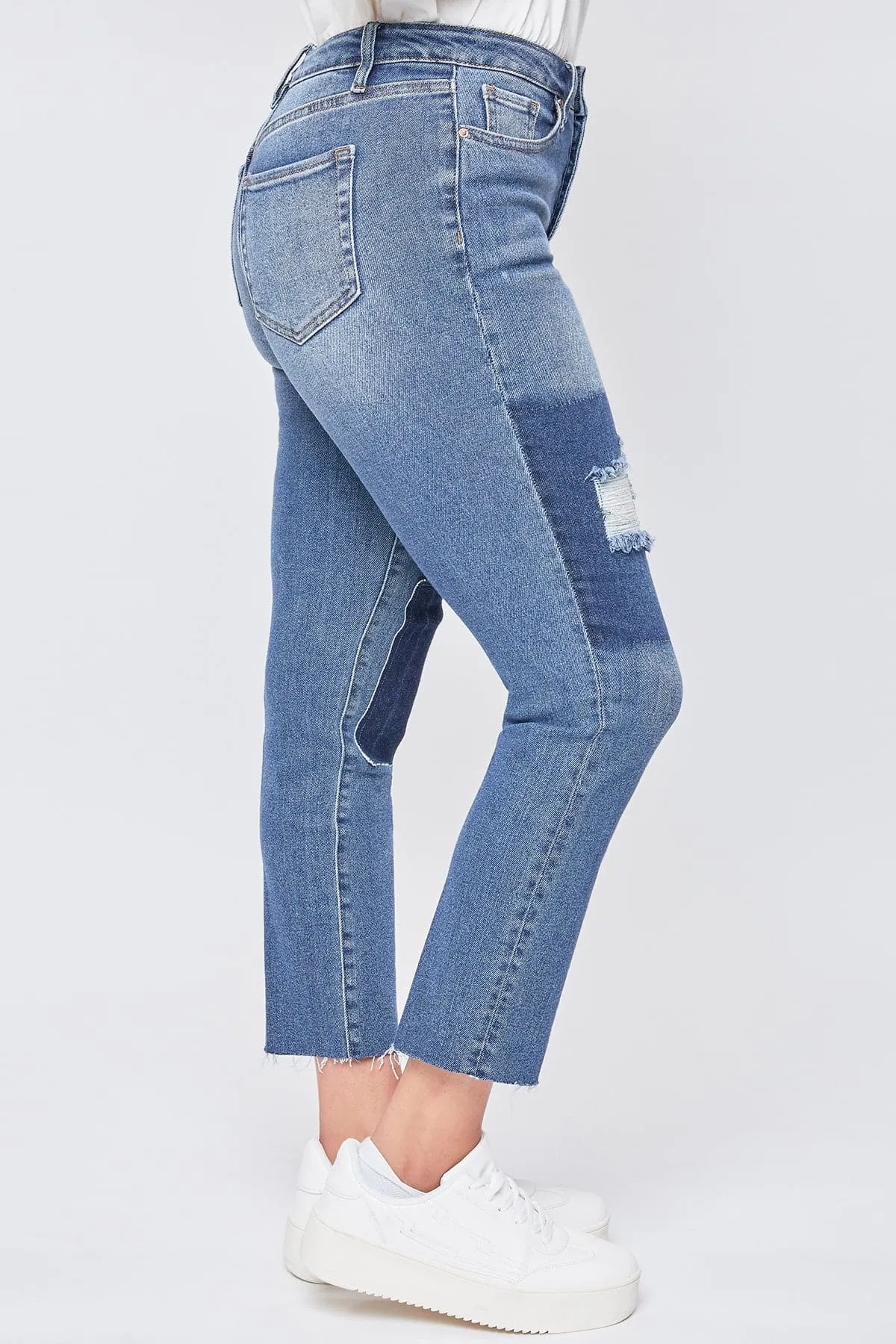 Women’s Vintage Dream Exposed Button Fly Raw Hem Ankle Jeans