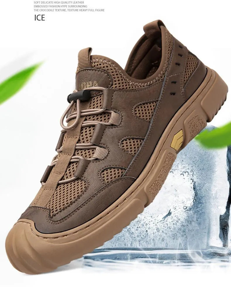Wrapped Toe Leather Breathable Soft-soled  Shoes