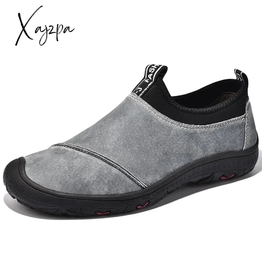 Xajzpa - Men Suede Leather Shoes Outdoor Men's Loafers Luxury Breathable Soft Men's Driving Shoes Non-Slip Handmade Walking Men Sneakers