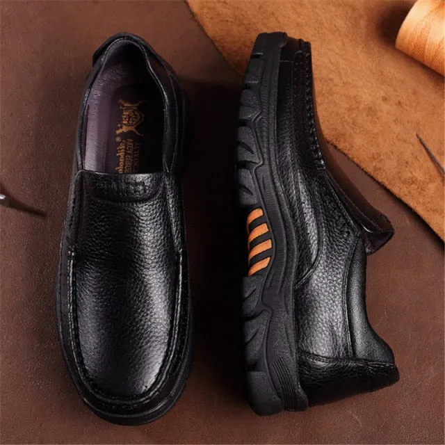 xiangtuibao   Newly Men's Genuine Leather Shoes Size 38-46 Head Leather Soft Anti-slip Driving Shoes Man Spring Business Dress Shoes