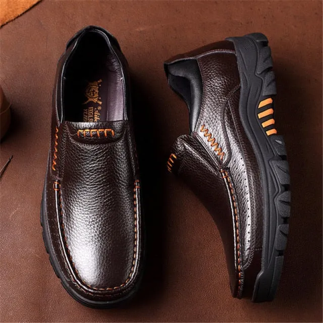 xiangtuibao   Newly Men's Genuine Leather Shoes Size 38-46 Head Leather Soft Anti-slip Driving Shoes Man Spring Business Dress Shoes