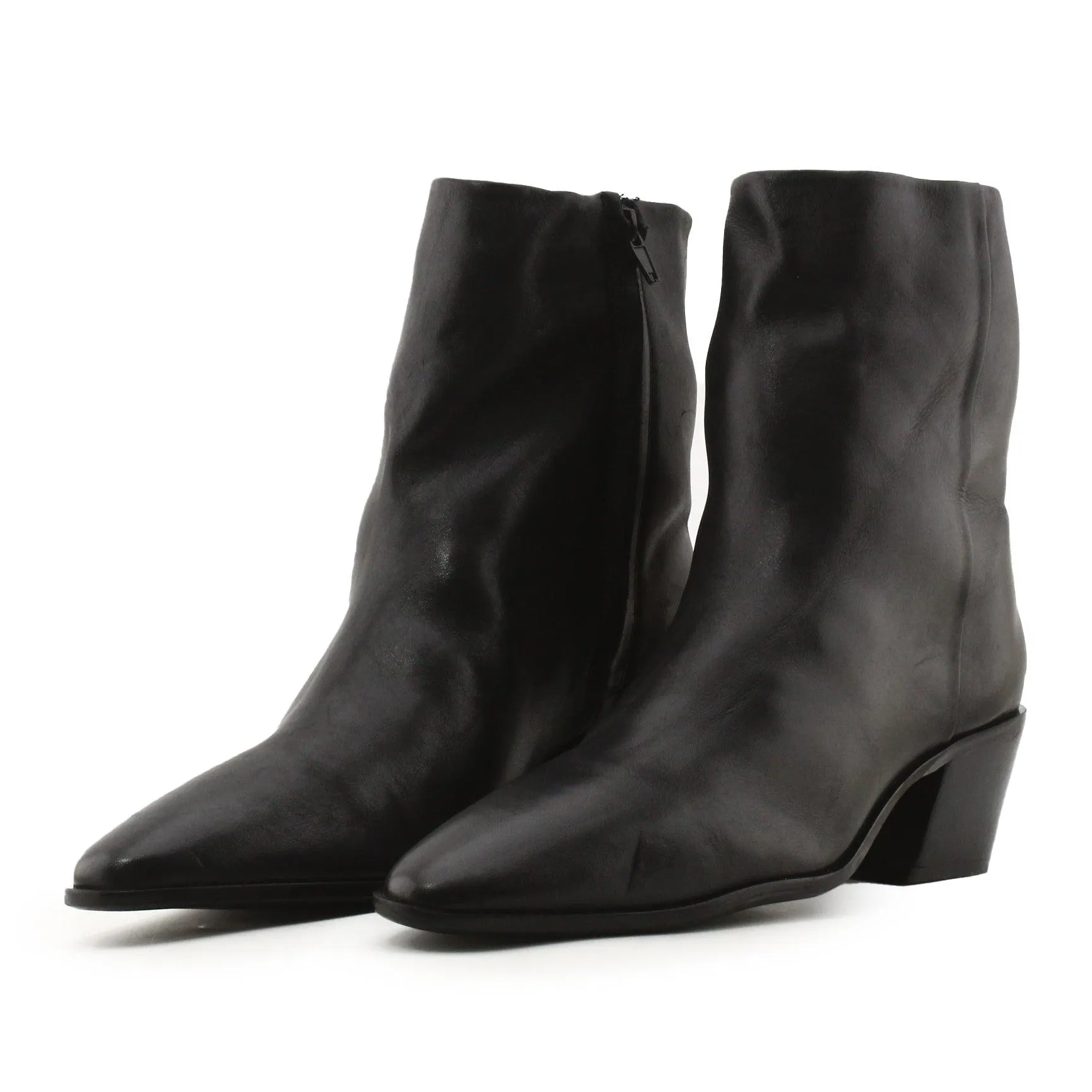 Zara Zipper Block Heels Ankle Boots | 100% Authentic Leather
