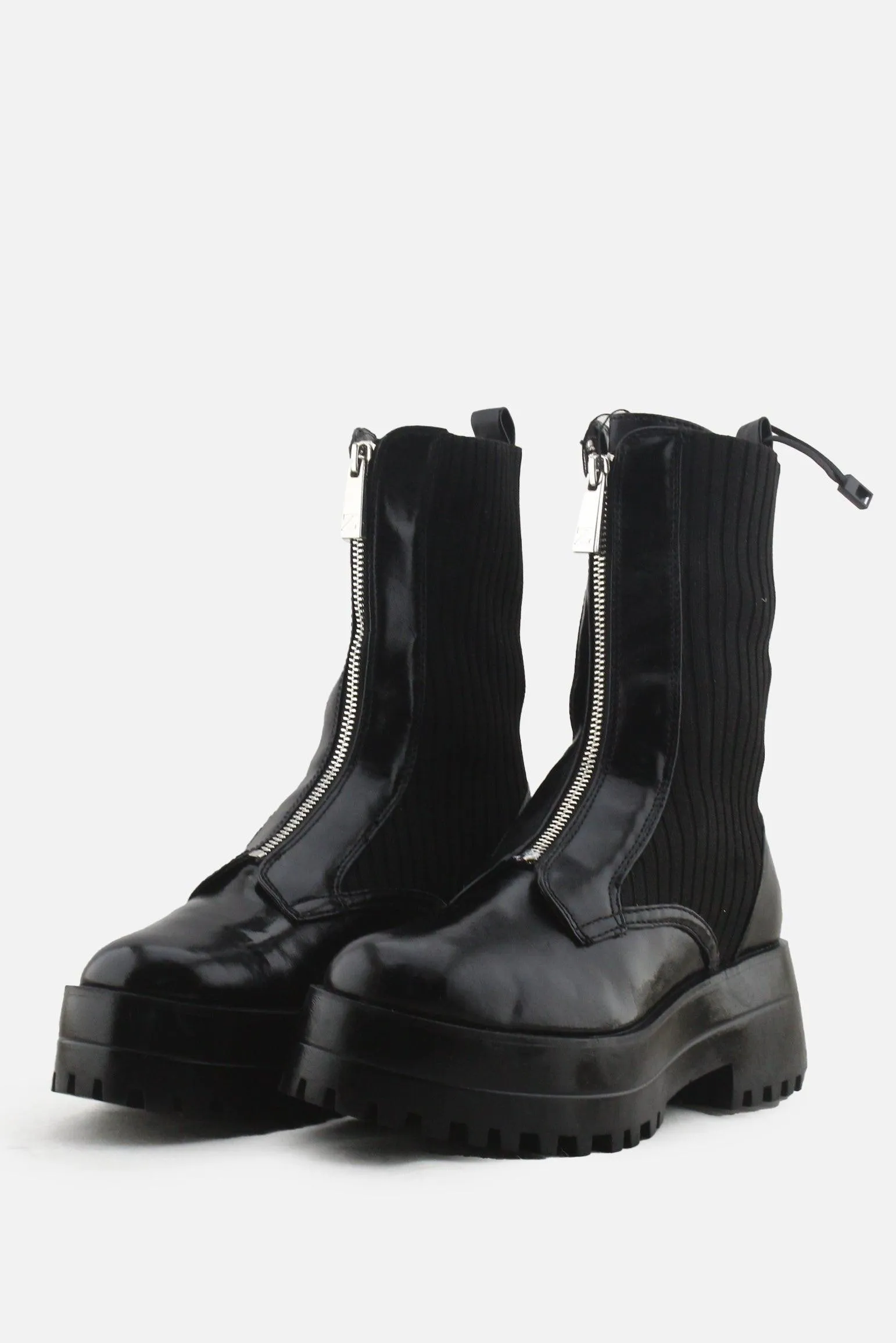Zara Zipper Sock Boots | Textile