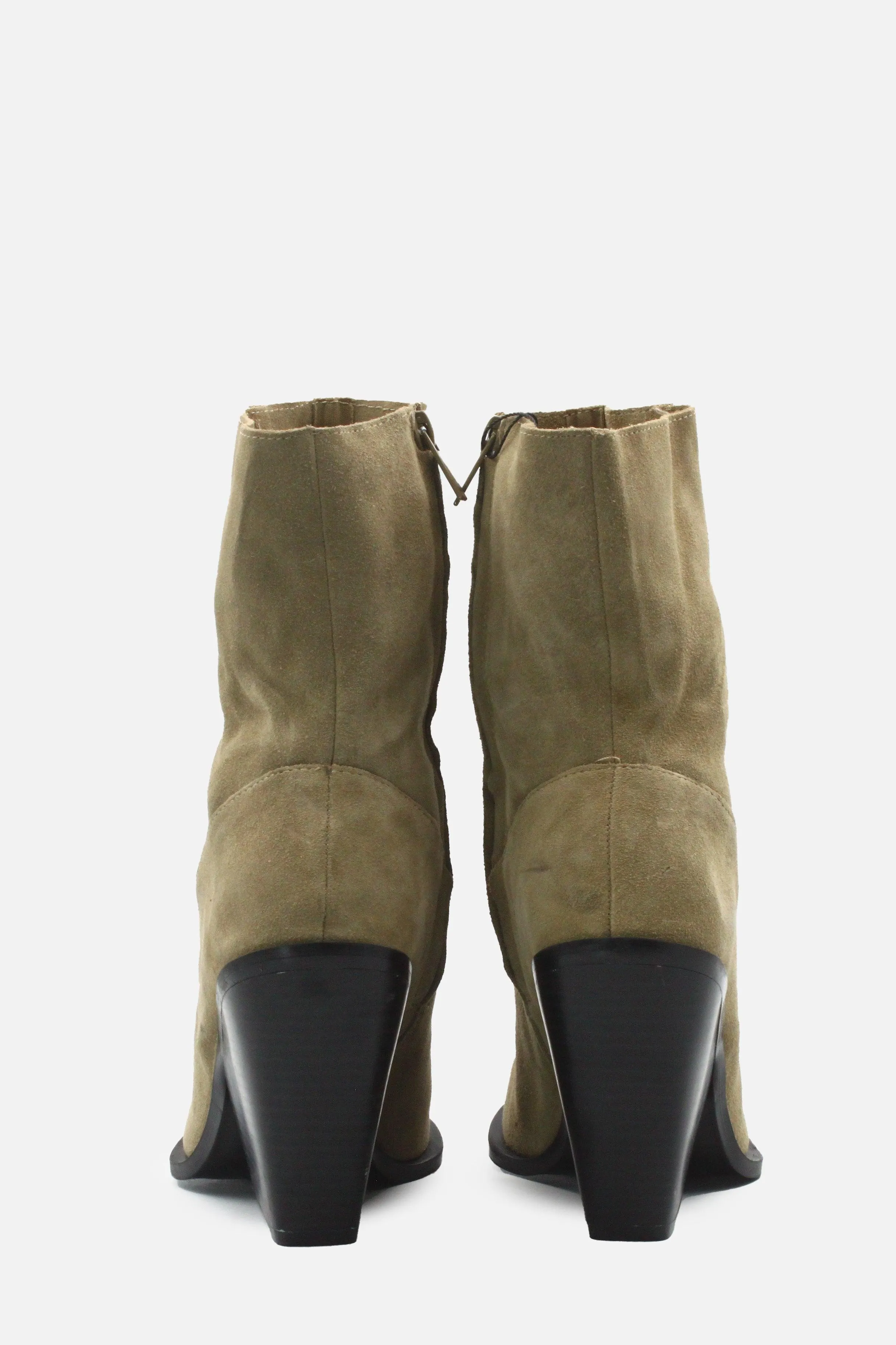 Zara Zipper Wedge Ankle Boots | Suede